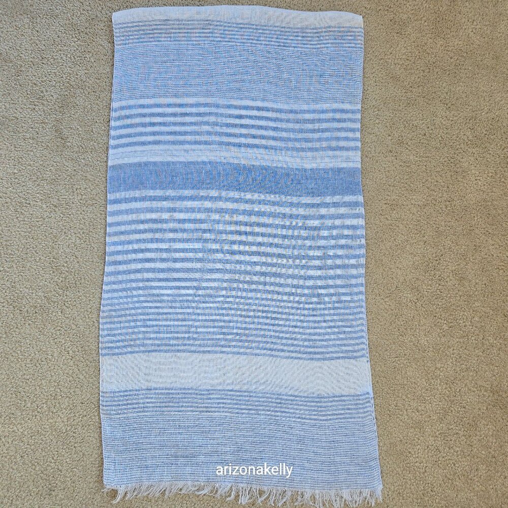 NWOT Linen Scarf Blue & White Stripe Piu 1951